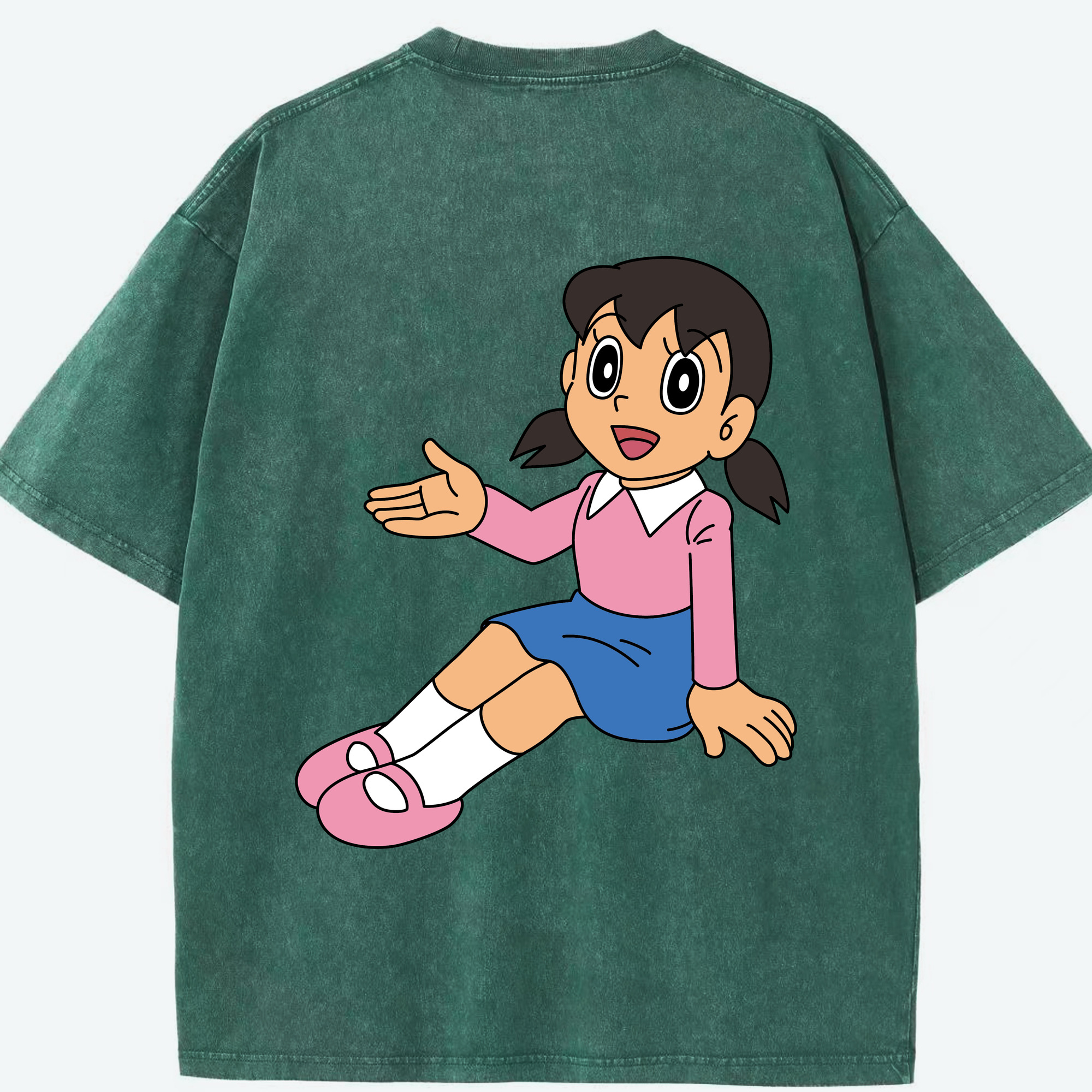 （画像用） ドラえもん みなもと しずか Doraemon Shizuka Minamoto 綿100% ヴィンテージ風 半袖Tシャツ（背面プリント）